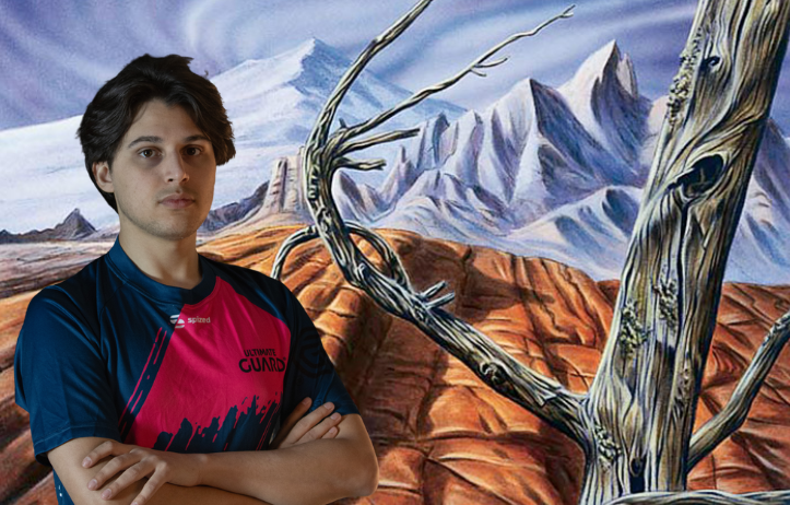 PieGonti in front of Mind Twist card artwork from Magic: The Gathering